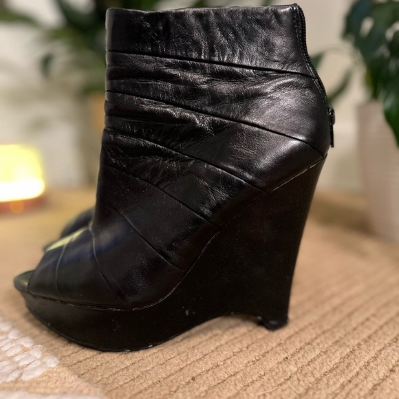 Black Wedge Ankle Boots - Picture 3 of 5